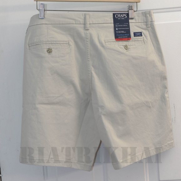 Tan NWT Mens Flat-Front Chino Shorts Chaps - Picture 3 of 9